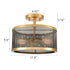 Brass Flush Mount Ceiling Light  Drum Metal Shade  | Claxy